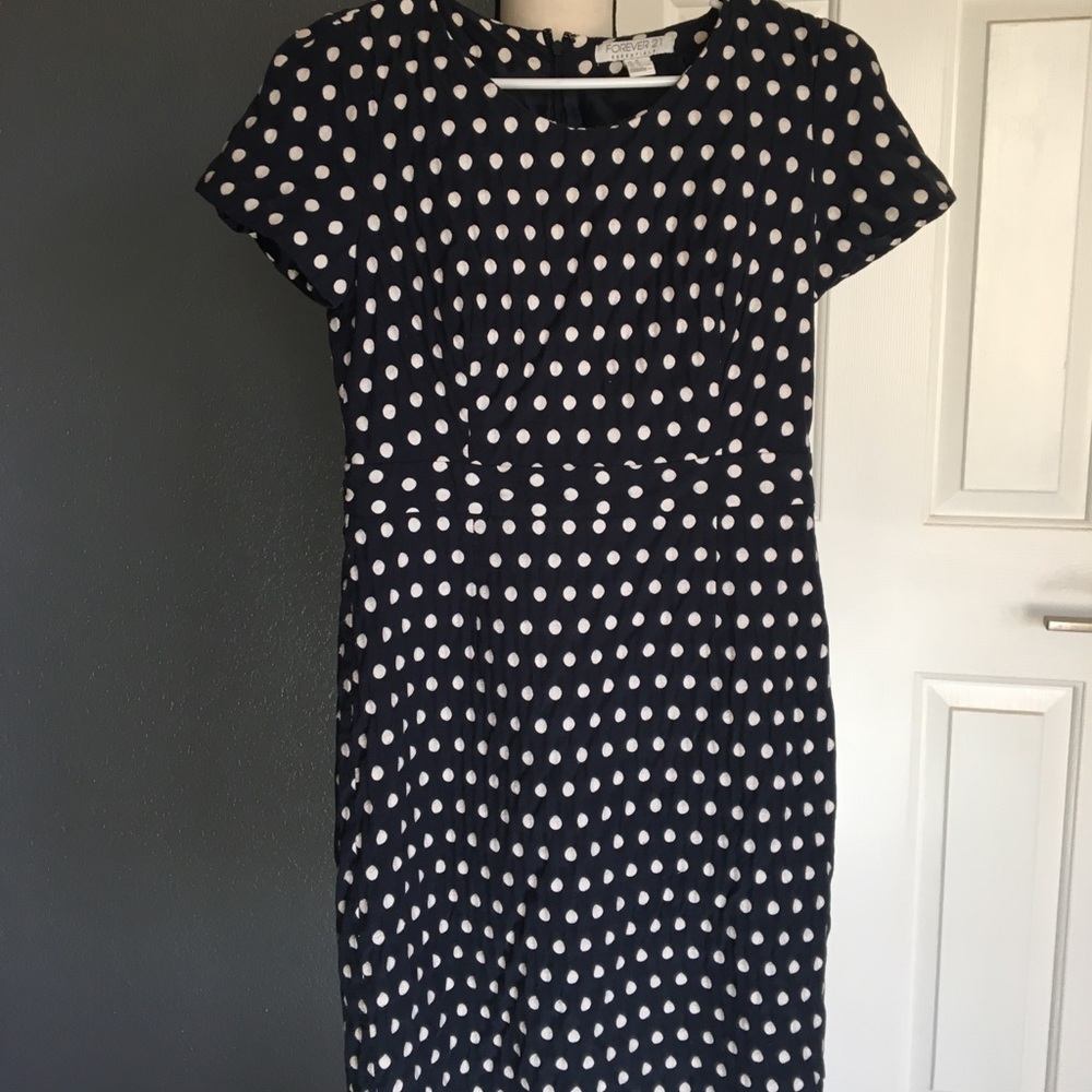 Forever 21 Navy Polka Dot Dress